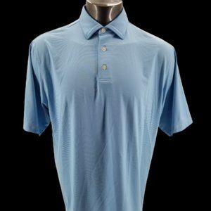 FootJoy Short Sleeve Polo Shirt Blue Micro Stripe Print Mens  Golfing Size L